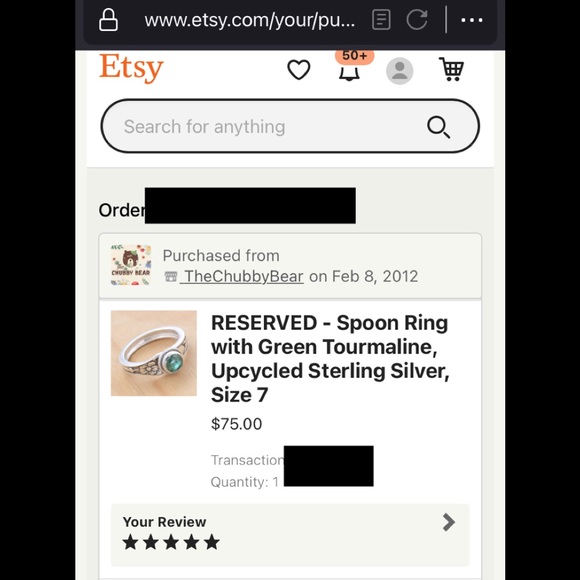 Upcycled Sterling Silver Ring with Blue Green Tourmaline, Size 7 - Picture 11 of 11